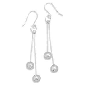    Double Bar with Ball End Drop French Wire Earrings Jewelry
