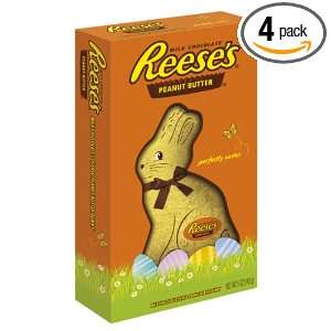   Chocolate Covered Peanut Butter Bunny, 5 Ounce Packages (Pack of 4