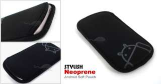 Black ( Android Neoprene ) Elastic Case Pouch For Sony Ericsson Live 