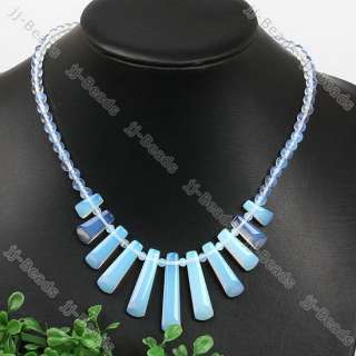 Created Opal Stick Pendant Round Bead Necklace 1 PC  