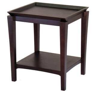 Finley Contemporary Square Wood End Table Unique Tray  