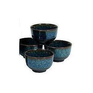  Japanese Blue Lilac Set of Four Tea Cups