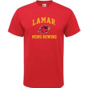 Lamar Cardinals Red Mens Rowing Arch T Shirt  Sports 