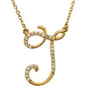  14k Yellow Gold Jazzy J Initial Diamond Necklace Jewelry 