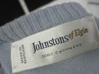 NWT JOHNSTONS OF ELGIN Blue Cashmere Sweater Top Sz 38  