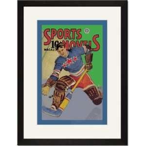   Matted Print 17x23, Three Star Goalie Lunges for Puck