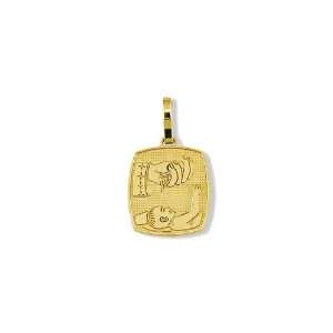    Solid 14k Yellow Gold Baby Baptism Religious Pendant Jewelry