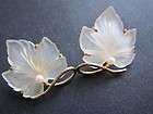  Sterling Silver/Frosted Rock Crystal/Pearl Maple Leaf Clip Earrings