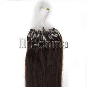 18inch 100s Micro/Loop Ring Remy Human Hair Extensions#02  dark brown 