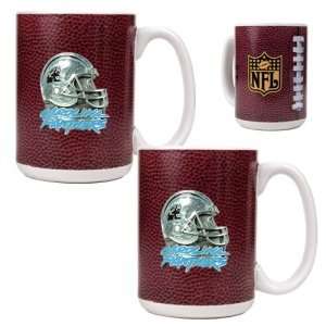 Carolina Panthers NFL 2pc Gameball Ceramic Mug Set   Helmet logo 