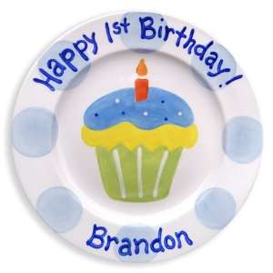  First Cupcake Personalized Plate (Boy) Toys & Games