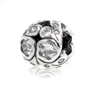 Charm with Diamond and Star Shaped Diamond Colored CZ   925 Sterling 