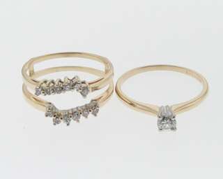 Genuine Diamonds 0.44ctw Solid 14k Yellow Gold Wedding Ring Set Size 7 