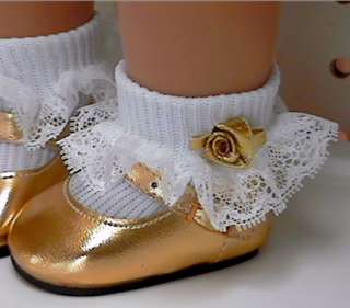 18 Inch DOLL CLOTHES Metallic Gold Lame Dress Shoes WOW  