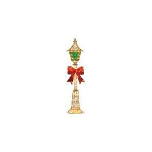 60 Gold Wire Lamp Post   Green PVC Film / Red Bow   85 Clear Indoor 