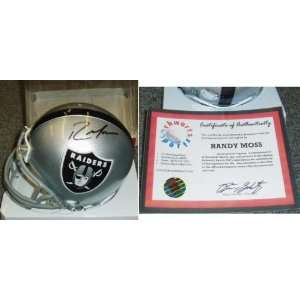  Randy Moss Signed Raiders Riddell Mini Helmet Sports 