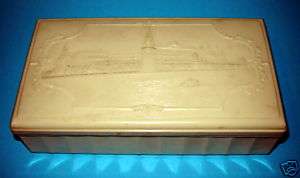 USSR VINTAGE WHITE CARVED BAKELITE BOX KREMLIN  