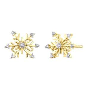   Gold 0.12 ct. Diamond Snow Flake Earrings Katarina Jewelry