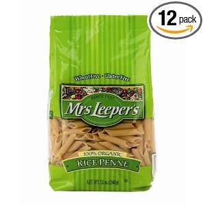 Mrs. Leepers Organic Pasta Rice Penne, 12 Ounce Bags (Pack of 12)
