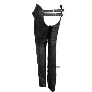  Y2 NEW WOMENS MOTORCYCLE LEATHER CHAP CHAPS BLACK 32 Automotive