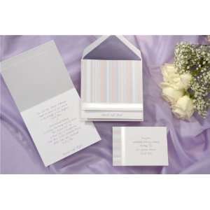 Pastel Striped Edging Fold Over Wedding Invitations 