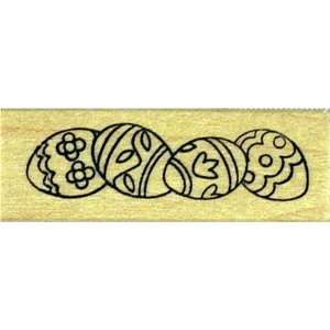  Eggs Border Wood Mounted Rubber Stamp