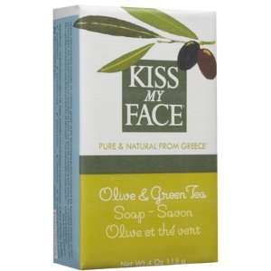 Kiss My Face Moisturizing Bar Soap for All Skin Types, Olive & Green 