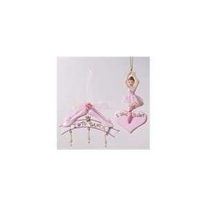  Set of 2 I Love To Dance & I Love Ballet Pink Christmas 