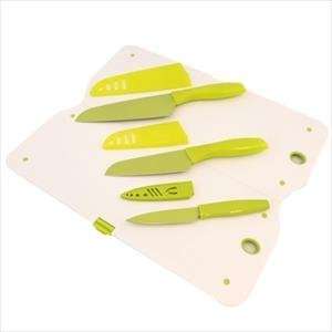  3 Pc Knife Set w/ Cutting Board (Green)