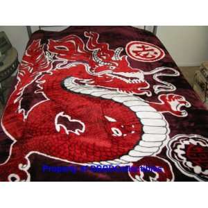  Korean Style Queen Blanket Red Dragon