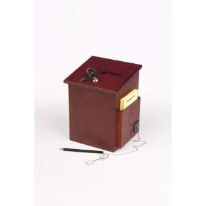  Wood Suggestion Box with Pocket, Locking Hinged Lid and 