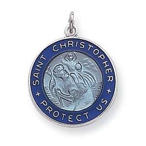  Sterling Silver Enameled St. Christopher Medal Jewelry