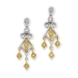 14k Two tone Gold Vintage Diamond Earrings Jewelry