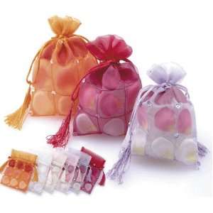 ORANGE Organza Rose Petal Bag With Tassel for Wedding Bridal Shower 