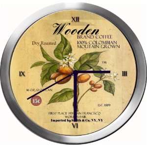  WOODEN 14 Inch Coffee Metal Clock Quartz Movement Kitchen 