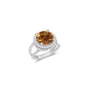  0.26 Cts Diamond & 3.01 Cts Citrine Ring in 14K White Gold 