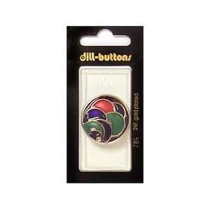  Dill Buttons 28mm Shank Enamel Gold/Multi 1 pc (6 Pack 