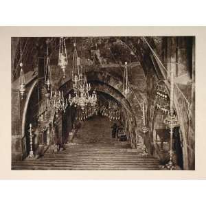  1926 Interior Steps Church Tomb Virgin Mary Jerusalem 