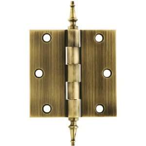  3 1/2 Solid Brass Butt Door Hinge With Decorative Steeple Tips 