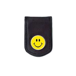   Smiley Face Designer Leather Magnetic Money Clip