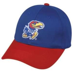   College ADULT KANSAS Jayhawks Blue/Red Hat Cap Adjustable Velcro TWILL