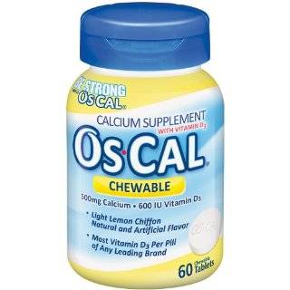 Os Cal Chewable Calcium Supplement Tablets with Vitamin D, Light Lemon 