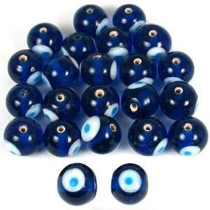  50 Grams Round Blue Eye Lampwork Glass Beads Approx 23 