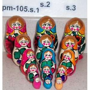 Russian Traditional 3 sets Nesting dolls * 5 pcs / 4 in * (total 15 