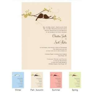  Love Birds Wedding Invitations (Set of 4   4 Colors 
