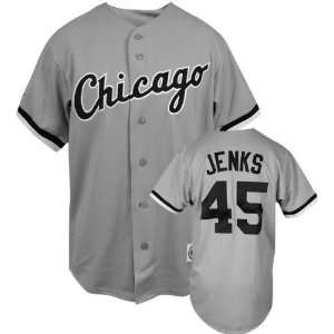  Bobby Jenks Majestic MLB Road Grey Replica Chicago White Sox Jersey 