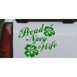 Proud Navy Wife Hibiscus Flowers Military Car Window Wall Laptop Decal 