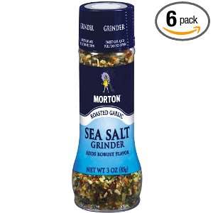 Morton Salt Roasted Garlic Sea Salt Grinder, 3.0 Ounce (Pack of 6 