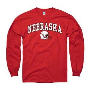Nebraska Cornhuskers Red Football Helmet Long Sleeve T Shirt  