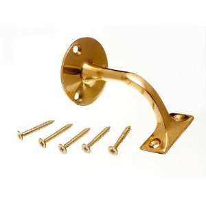 STAIR HAND RAIL BRACKET SOLID POLISHED BRASS 2 1/2 INCH WITH SCREWS 